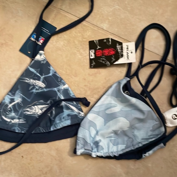 NWT women’s pelagic reversible Key West Ws Bikini Top AMERICANO/Fish Camo blue - Picture 6 of 14